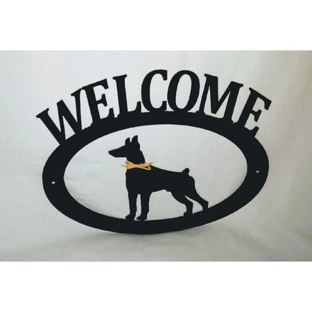 THE LAZY SCROLL Doberman Pinscher Metal Welcome Sign TH330938